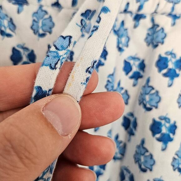 🆓 FREE J. Crew Factory Petite Blue White Printed Linen Blend Drawstring Pant 2P - Picture 8 of 8